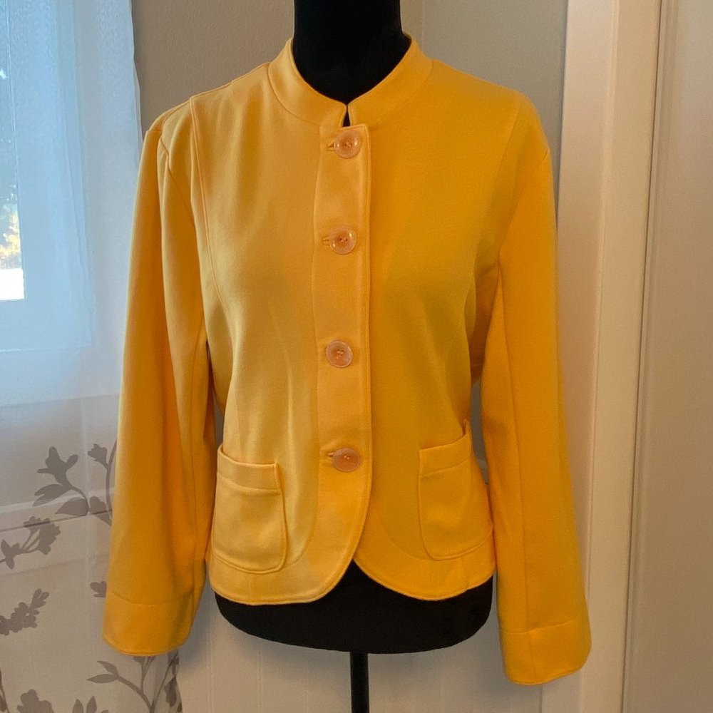 Coldwater Creek Yellow Knit Button Jacket - XLP